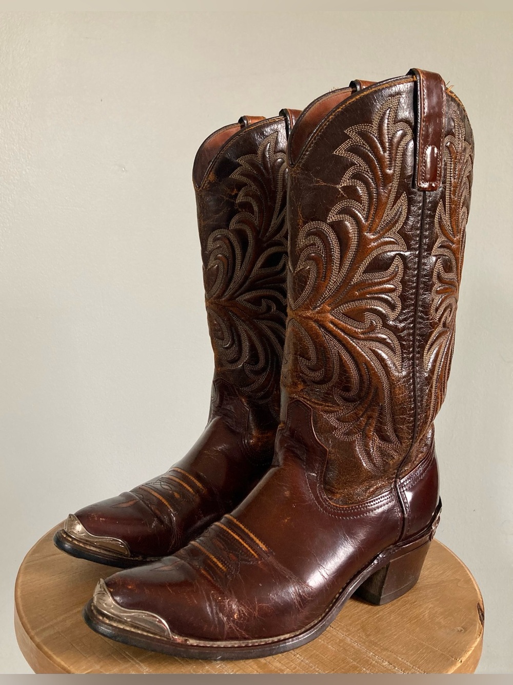 Vintage 1970s Texas Boot Co Cowboy Boots Men’s 8D Leather Classic